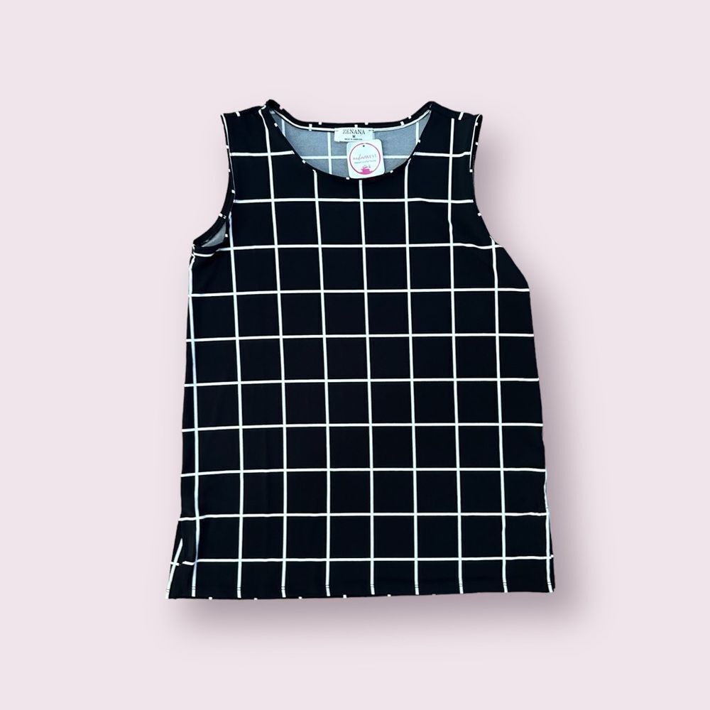 NWT Women’s top, Nadine West “Zenana” Sleeveless, size M Black & White